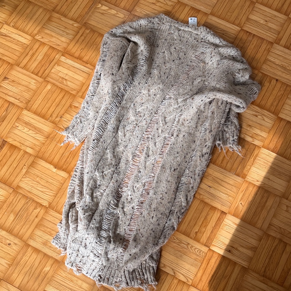 NWT Zara Floor Length Distressed Knit Duster - Picture 4 of 4